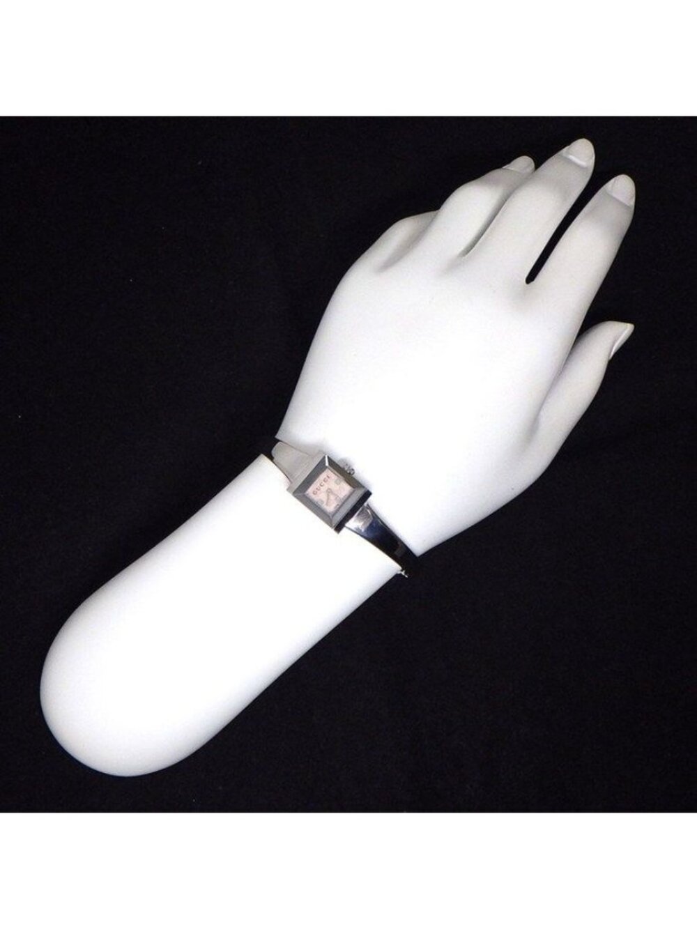 Gucci Watch Frame 128.5 Square GG Pattern Pink Shell Dial SS Quartz Movement - Picture 9 of 10